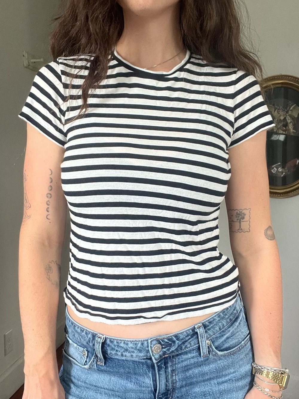 B+W Striped Baby Tee